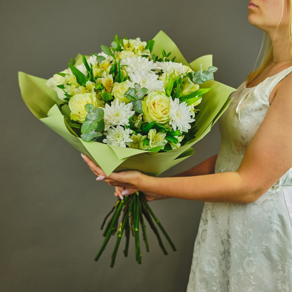 buchet alb verde