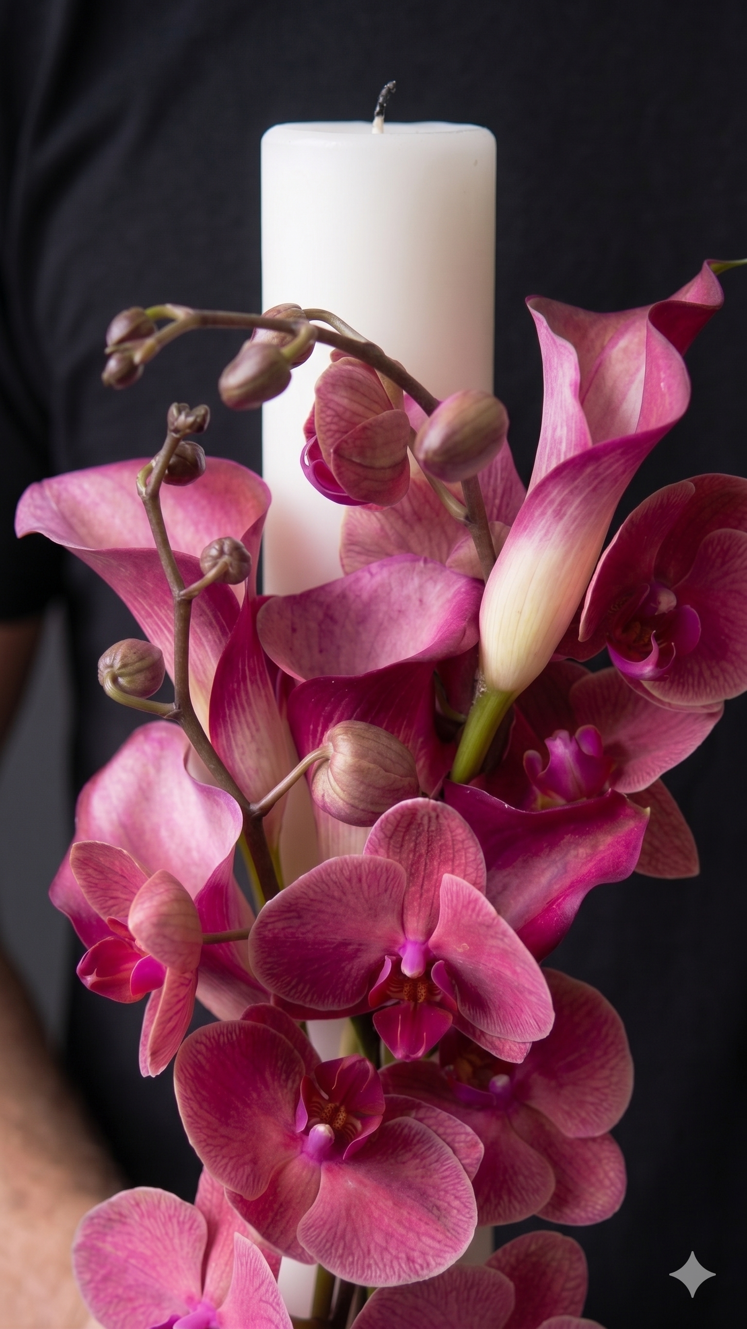 Lumânare de Cununie Eleganță Modernă cu Orhidee și Calla Betty Flowers