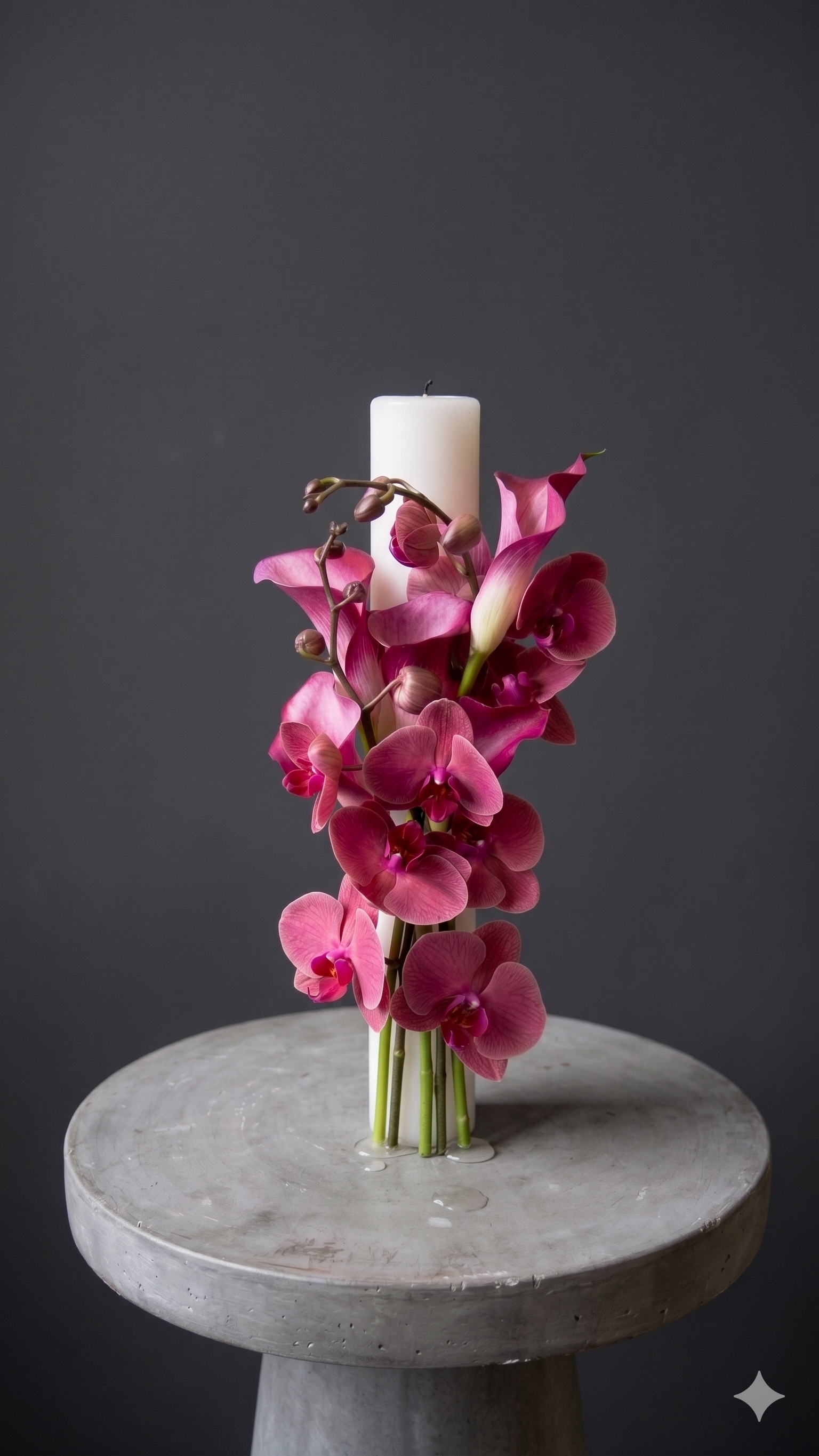 Lumânare de Cununie Eleganță Modernă cu Orhidee și Calla Betty Flowers