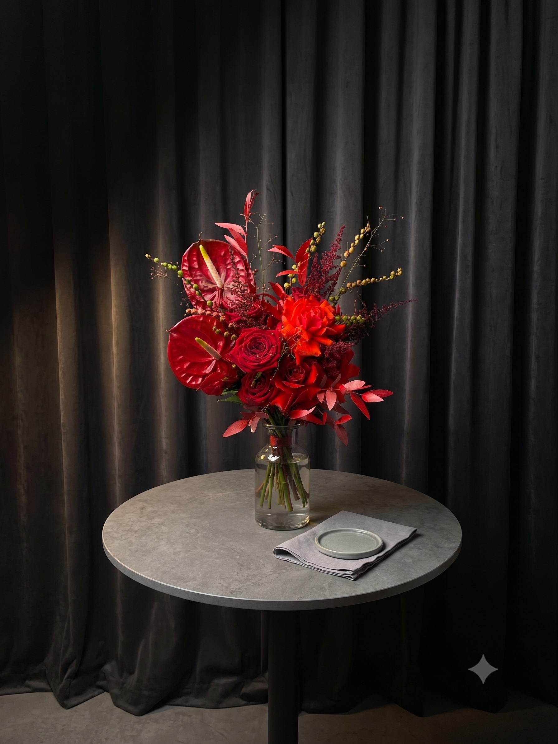 Buchet Mireasă Modern Roșu cu Anthurium